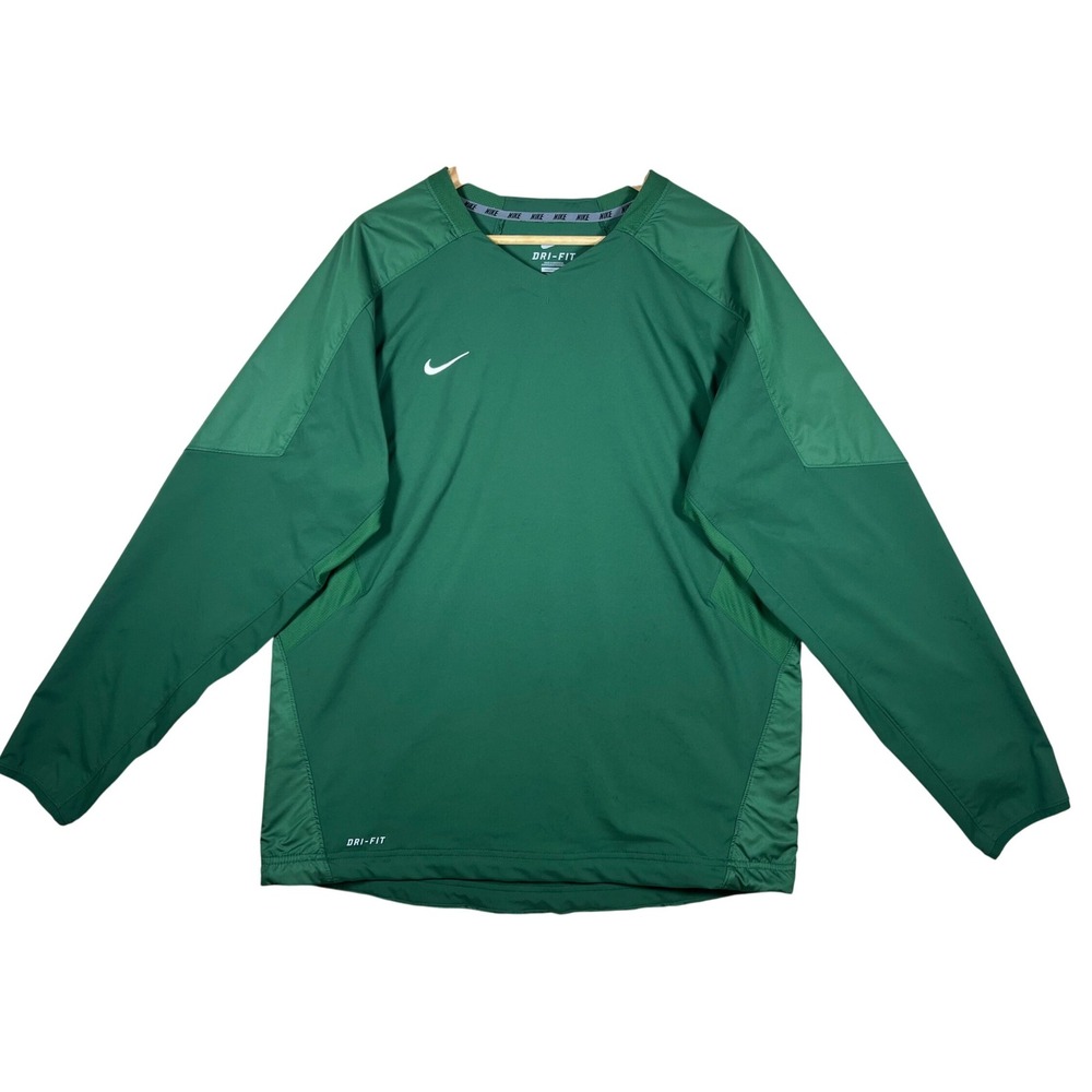 Y2K Nike Dri-FIT Pullover Warm Up Long Sleeve Training Green Men M 2013 RETRO